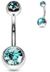  Köldök piercing orvosi acélból, Türkiz kövekkel