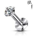  Labret Ezüst színű, Kerek átlátszó kővel