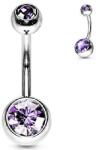  Köldök piercing orvosi acélból, Lila kövekkel