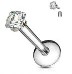  Labret Ezüst színű, Szögletes átlátszó kővel