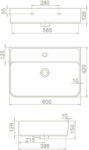 CeraStyle - Top Counter pultra ültethető porcelán mosdó - HERA - (OC017H71U133Y01102)