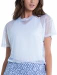 Lucky in Love Női póló Lucky in Love All About Ikat Pearlized Mesh Short Sleeve Top - metallic silver