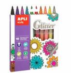 APLI Filctoll készlet, 3, 8 mm, csillámos, APLI Kids "Markers Glitter", 10 különbözõ szín (10 db)