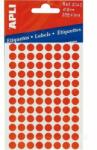 APLI Etikett, 8 mm kör, kézzel írható, színes, APLI, piros, 288 etikett/csomag (3 lap) (LCA2046)