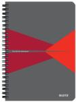 Leitz Spirálfüzet, A5, kockás, 90 lap, laminált karton borító, LEITZ Office , szürke-piros (44581025) - molnarpapir