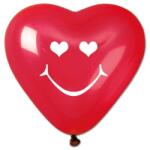  Léggömb, 40 cm, szív alakú, smiley, piros (CRS17-45SZIVSMILEY) - molnarpapir