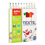 APLI Textilfilc, 2, 9 mm, APLI Kids Markers Textil , 10 különböző szín (18220) - molnarpapir