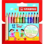 STABILO Creioane colorate STABILO Trio, groase și scurte, în ambalaj de carton, 12 buc