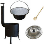 Perfect Home Zománcozott bogrács szett 25liter, 42cm tűzhellyel, fakanállal 50cm és fedővel (71038/71136/19109/11244)