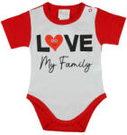 Asti Love my family" feliratos rövid ujjú baba body piros
