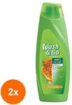 Wash&Go Set 2 x Sampon Wash & Go 100 % Volume, cu Extract de Miere, pentru Par Rebel, 750 ml