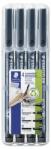STAEDTLER Alkoholos marker készlet, OHP, STAEDTLER "Lumocolor® 31", 4 különbözõ vonalvastagság, fekete (4 db) (TS319WP4GS)