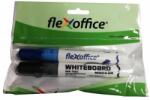 FlexOffice Táblamarker, 2, 5 mm, kúpos, 2 db/bliszter, FLEXOFFICE "WB02", kék, fekete (2 db)