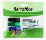FlexOffice Táblamarker, 2, 5 mm, kúpos, szett, FLEXOFFICE "WB02", 4 szín (4 db)