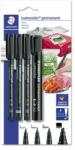 STAEDTLER Alkoholos marker készlet, vegyes, STAEDTLER "Lumocolor® 60" 4 különbözõ vonalvastagság, fekete (4 db) (TS60BK6)