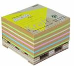 STICK N Öntapadó jegyzettömb, 76x76 mm, 400 lap, mini raklap, STICK N "Kraft Cube", vegyes színek (400 lap)