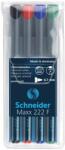 Schneider Alkoholos marker készlet, OHP, 0, 7 mm, SCHNEIDER "Maxx 222 F", 4 különbözõ szín (4 db) (TSC222V4)