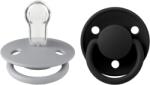 BIBS - Set 2 suzete De Lux Silicon, tetina rotunda, marime universala-Cloud/Black