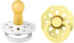 BIBS - Set 2 suzete Boheme Latex, tetina rotunda, 6 luni +-White/Sunshine