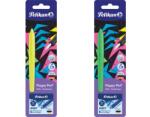 Pelikan Stilou Happy Pen, galben neon/verde neon + 6 patroane mici, blister, Pelikan 822343