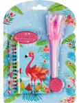  Napló Centrum 12x8 cm flamingó koronás-tollas tollal, vonalas