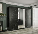  Veneti MAREILLE 2 tolóajtós szekrény - 250 cm széles, fekete / fekete márvány