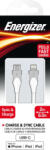 Energizer USB-C - Lightning Bicolor Kábel - 2m - Fehér-Szürke (ER-C61CLNKWH4)