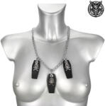 Leather & Steel Fashion Colier TRIPLE COFINS SKULLS - LSF9 87