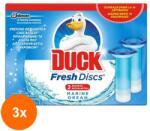 DUCK Set 3 x Rezerva Odorizant Gel pentru Vasul Toaletei Duck Fresh Discs Marine, 12 Discuri (ROC-3xJWMAN00122)