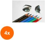 KOH-I-NOOR Set 4 x Creioane Colorate, 2.8 x 7 x 175 mm, 6 Culori, Koh-I-Noor Colectia Fantasy (HOK-4xKH-K3551-06F)