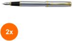 X-PEN Set 2 x Stilou Podium, Cromat Lucios, Accesorii Aurii (HOK-2xKH-X312F)