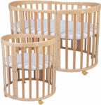  MENTY gyerek növekvő ovális kiságy 7az1-ben matraccal - natúr bükk (WL83582)