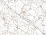 Goldea pamutvászon - cikkszám 1028 világosbézs virágok fehér alapon 145 cm