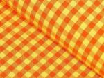 Goldea pamutvászon kanafas - cikkszám 063, narancssárga és sárga kis kockák 150 cm