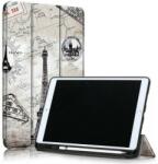 Wooze Apple iPad Pro 11 (2020 / 2021 / 2022), mappa tok, Apple Pencil tartóval, Eiffel torony, térkép minta, Smart Case, Wooze New Style Trifold Case, szürke (110868)