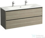 Laufen Palace 120 cm-es 2 csaplyukas mosdó és alsószekrény kombináció 2 fiókkal, fekete fogantyúval, világos szil H8617092621071 (H8617092621071)