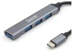 Spacer Hub USB extern Spacer, USB 3.0 X 1, USB 2.0 x 3, conectare prin TYPE-C, cablu 1m, Aluminiu (Argintiu) (SPHB-TYPEC-4U-01)