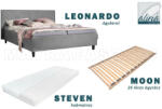 ADA - Leonardo kárpitozott franciaágy szett 180x200 Steven matraccal, Moon ágyráccsal - matracasz