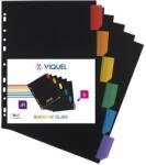 VIQUEL Regiszter, műanyag, A4 Maxi, 6 részes, VIQUEL Rainbow Class , fekete (157067-06) - molnarpapir