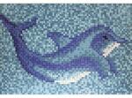  Tablou piscină mozaic din sticlă pentru piscină Delfin GMK37 albastru 160x110 cm