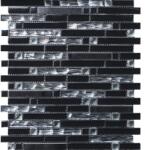 MIRAVA Mozaic sticlă-aluminiu negru lucios 30x34 cm