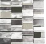  Mozaic sticlă-aluminiu XAM A801 argintiu lucios 30, 1x30, 1 cm