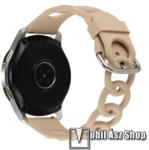  Okosóra szíj - légáteresztő, sportoláshoz, szilikon - KHAKI - lánc formájú, 118+95mm hosszú, 22mm széles - SAMSUNG Galaxy Watch 46mm / Watch GT2 46mm / Watch GT 2e / Galaxy Watch3 45mm / Honor MagicWa