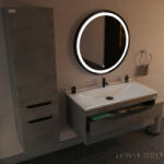 TMP IRON fürdőszobai tükör 80 cm - világítással - FEKETE keret - kerek (00401096)
