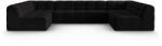 Micadoni Coltar Kendal in forma de U cu 7 locuri si tapiterie din catifea, negru (Coltar4Kendal1set3)