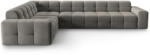 Micadoni Coltar Kendal cu 6 locuri si tapiterie din catifea, gri inchis (Coltar3Kendal1set2)