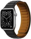gigapack Pótszíj (egyedi méret, szilikon, bőr hatású, 3D minta, mágneses zár) FEKETE Apple Watch Series 7 45mm, Apple Watch Series 8 45mm (GP-142777)