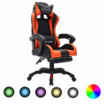 vidaXL narancssárga és fekete műbőr versenyszék RGB LED-világítással (288012)