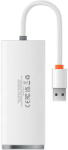 Baseus Hub USB Baseus Lite Series 4in1 USB to 4x USB 3.0, 25cm (White) (24228)