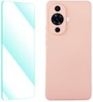 ENKAY SET Husa din silicon si sticla 2D Huawei nova 11 roz